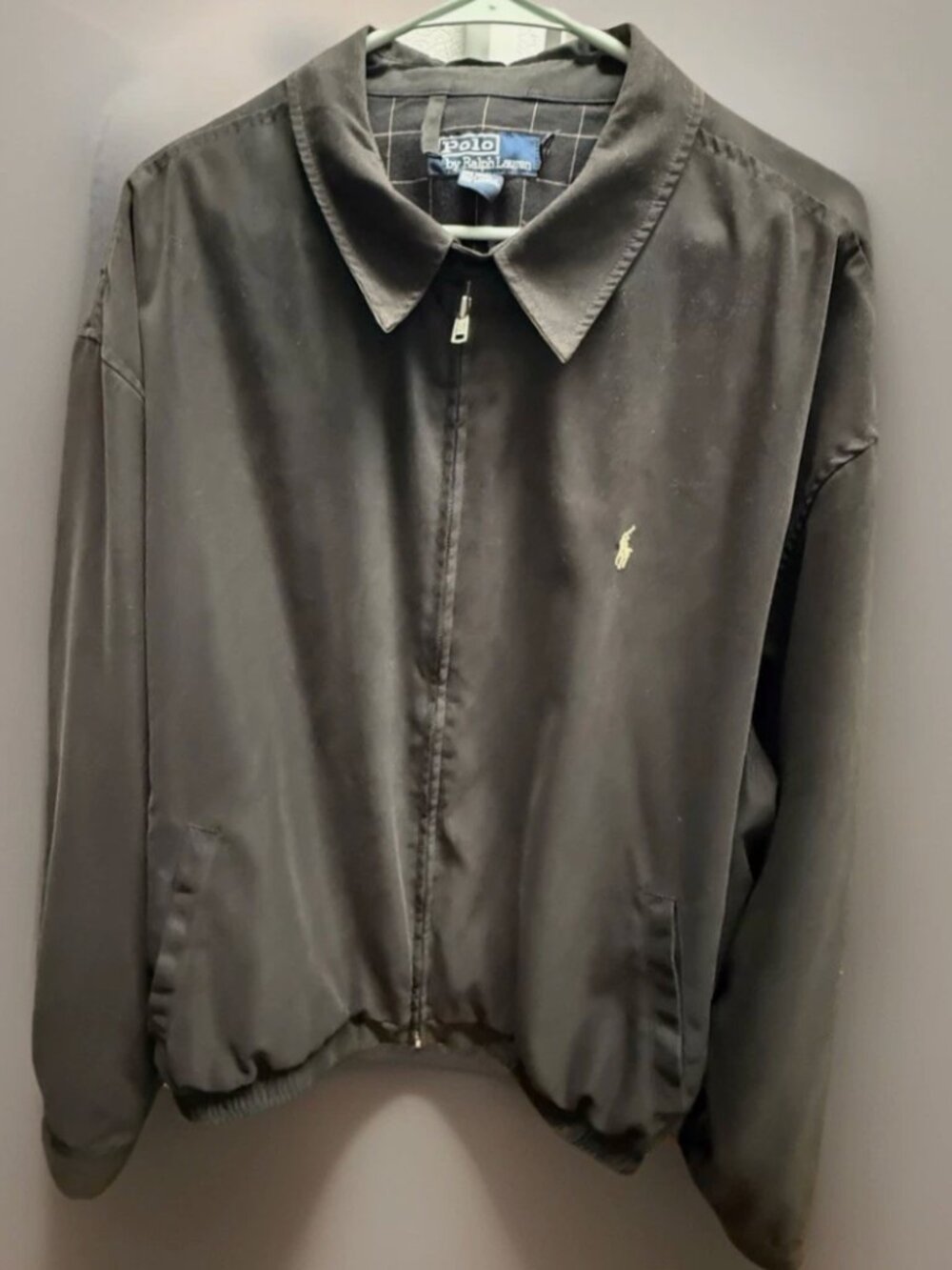 Vintage Polo Ralph Lauren Harrington Jacket Mens XXL Black Plaid Lined Pony Logo